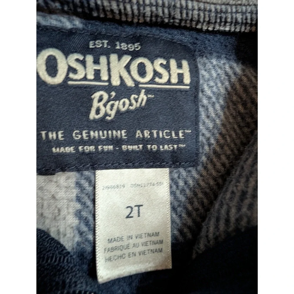 OshKosh Bgosh Kid 2T Navy Gray Buffalo Plaid Full Zip Fleece Jacket GCL15234-SS1